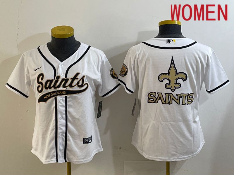 Women New Orleans Saints Blank White Joint Name 2024 Nike Limited NFL Jersey style 3->youth nfl jersey->Youth Jersey